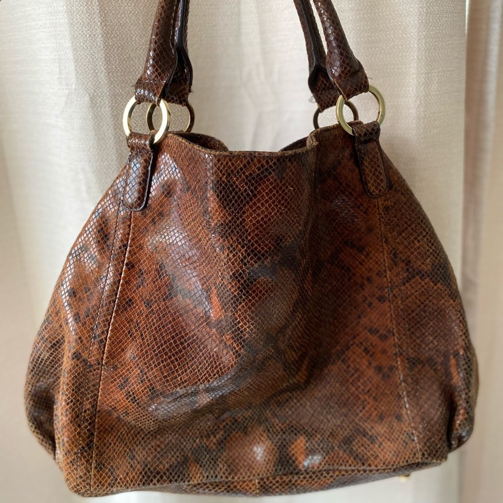 Snakeskin brown tote